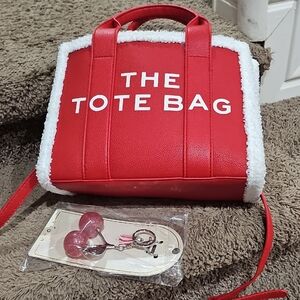 Chic Red Tote Bag with White Accents